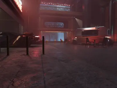 Cyberpunk Exterior Scene v4 - Jays Garage 3D model