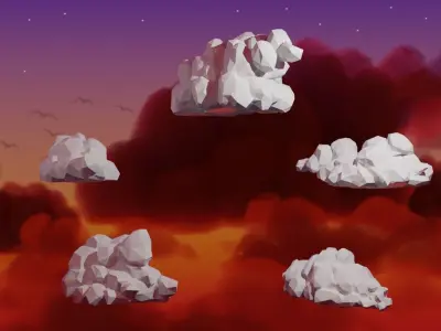 Low Poly Cumulus Clouds Pack 2 3D model
