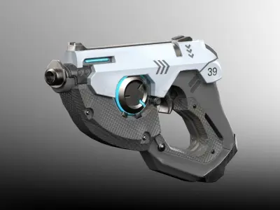 Sci fi gun Low-poly 3D model