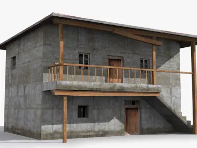 Slum g concrete house Low-poly 3D model