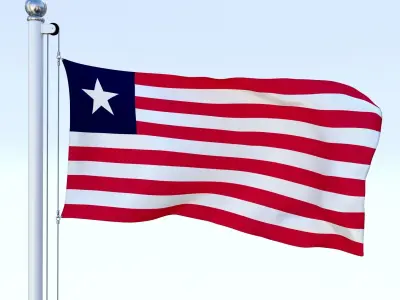 Animated Liberia Flag Low-poly 3D model