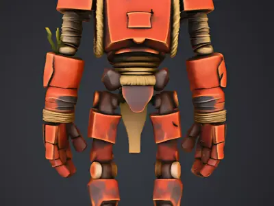 Stylized Rusty Robot Character    Game Ready PBR 3D Model 3D model