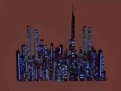 Alien Planet Sci-Fi City 13 Low-poly 3D model
