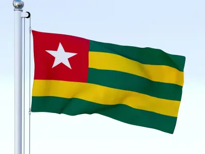 Animated Togo Flag Low-poly 3D model
