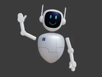 Robot Character Rigged Low-poly 3D model