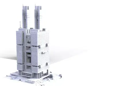 Russian Modern architecture brutalist 3D model