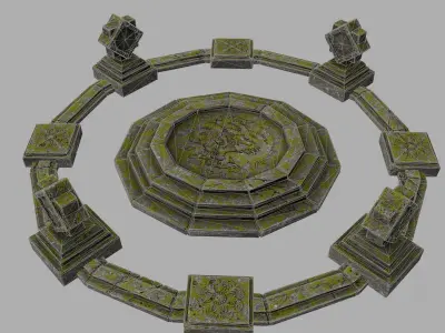 temple 1 stone circle with stones in it Low-poly 3D model