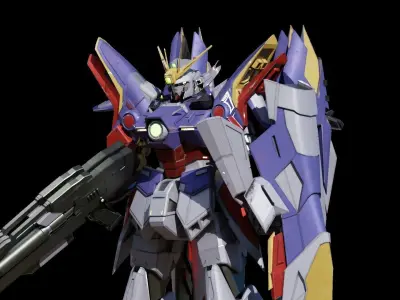 XXXG-00W0 Wing Gundam Zero Low-poly 3D model