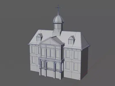 Old Batavia City Offices Townhall Static Meshes for Games Low-poly 3D model