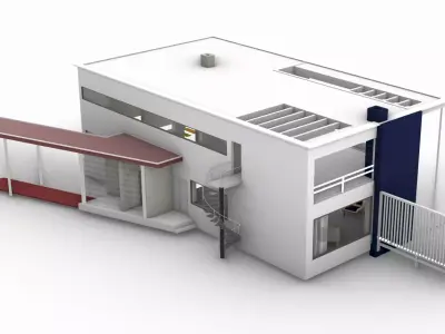 Walter Gropius - Bauhaus - Family House  Low-poly 3D model