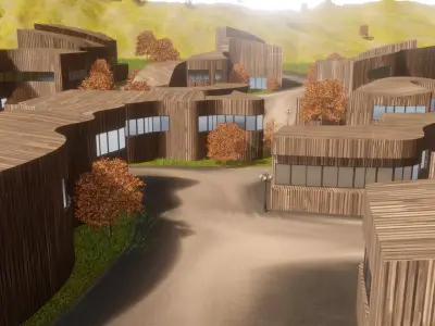 Modern Wooden Community Design 3D model