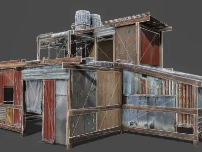 Lowpoly shanty house Low-poly 3D model