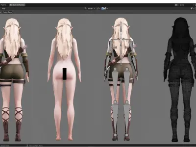 Elf Archer Realistic Female - Blender UE5 Unity - 40 animations Low-poly 3D model