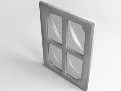 Window 9 frame with four glass panes 3D model