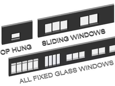All windows Volume01 Parametric Revit family 3D model 3D model