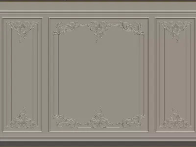 French Plaster Molding Accent Wall 3D model