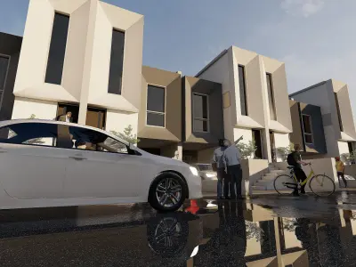 Modern House 3D Model 5 5 x 17 Meters Skp Lumion and DWG Files 3D model