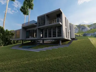 Casa Scene-villa-modern house 3D model 67