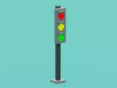 Voxel Traffic Light Low-poly 3D model