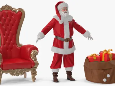  Santa Claus with Open Bag and a Throne Chair 2 