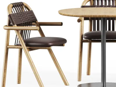 Fix Table by Ton and Dining Armchair 02 C by Very Wood 3D model