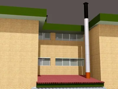 School - Edificio escolar building with roof 3D model