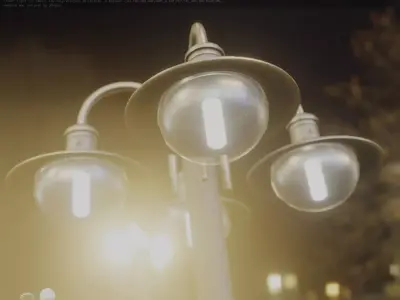 Street Light -7- Basic Version -4 Lamp-  Low-poly 3D model