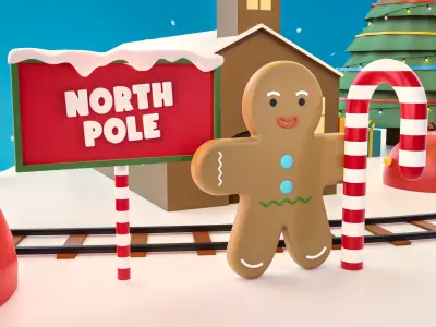 Winter Scene Low-poly 3D model