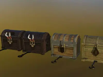 3 Chest Low-poly 3D model