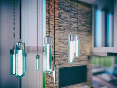 Chandelier for Double Height Loft Lighting 3D model