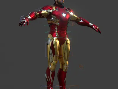 Rigged Iron Man Tony Stark Model 3D Blender OBJ FBX Low-poly 3D model