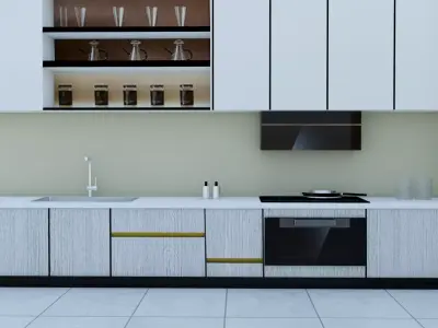 3D Kitchen L Shape 3D model