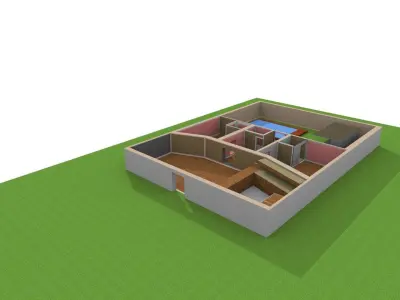 Floor house with two bedrooms and living room 3D print model