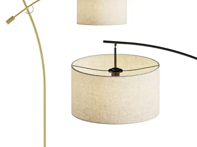 Possini Euro Raymond Warm Gold Adjustable Boom Arc Floor Lamp 3D model