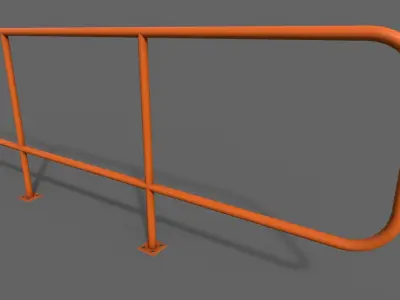 PBR Pedestrian Guard Rail Orange V5 Low-poly 3D model