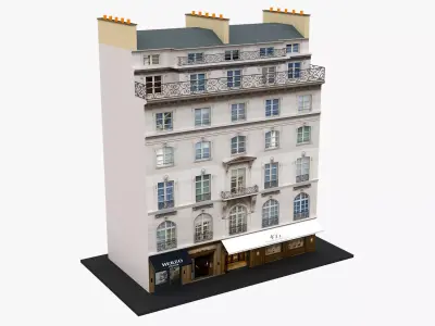 Typical Parisian Apartment Building 11 Low-poly 3D model