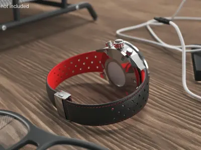  Dual Tone Racing Watch Black Red Strap 