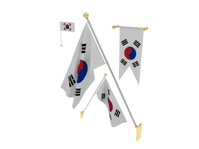 Flags of South Korea 3D model