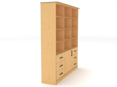 bookshelf 3 cover1 drawer6 plywood Low-poly 3D model
