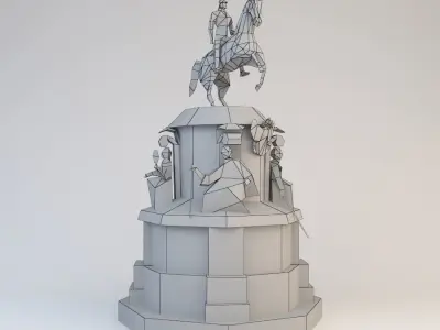 Nicholas 1 statue of man riding horse Low-poly 3D model