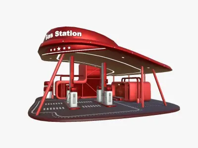 SciFi Gas Station A05 Red - Sci Fi Exterior Design Low-poly 3D model