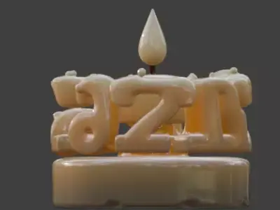 High-Quality 3D Cartoon New Year  Candle Low-poly 3D model