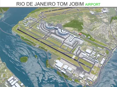 Rio De Janeiro Tom Jobim International Airport 12km Low-poly 3D model