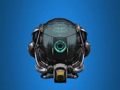 Robot damaged helmet  Low-poly 3D model