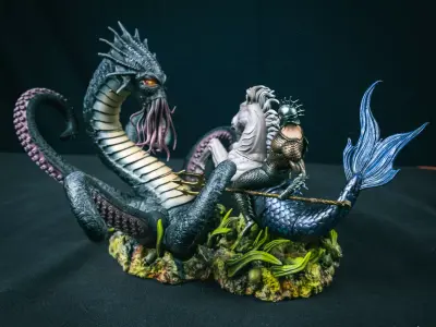 Epic Fishman And Octopus 3D Print Model  3D print model