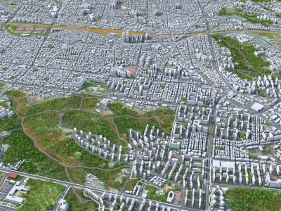 Cheonan Downtown South Korea Low-poly 3D model