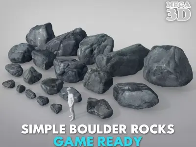 Low poly Simple Boulder Rock 230420 Low-poly 3D model