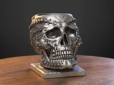 Skull dragon Headphone Stand Cyborg skull dragon Headset  3D print model