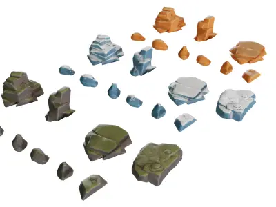 Stylized Rock Pack Low-poly 3D model