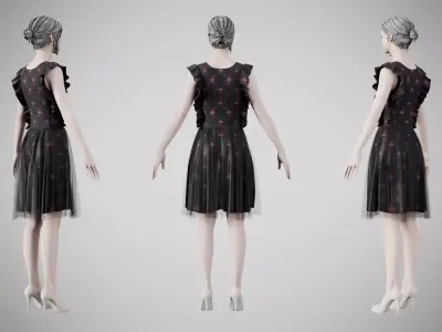 Dress 20 Light Burst Static Low-poly 3D model